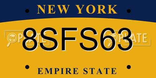 8SFS63 New York License Plate