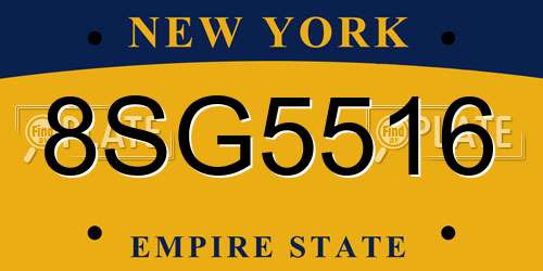 8SG5516 New York License Plate