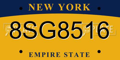 8SG8516 New York License Plate