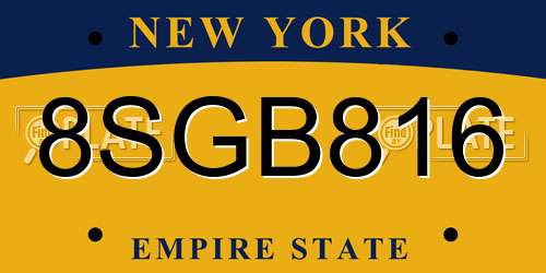 8SGB816 New York License Plate