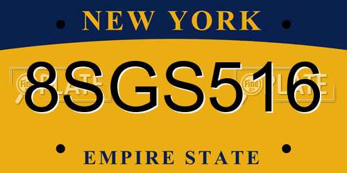 8SGS516 New York License Plate