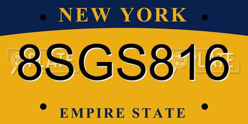 8SGS816 New York License Plate