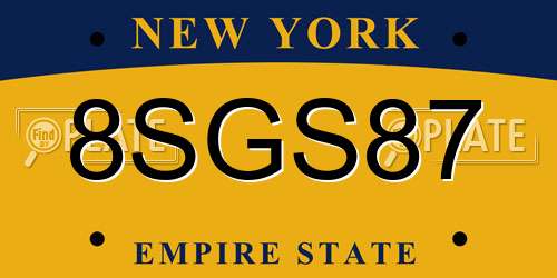 8SGS87 New York License Plate