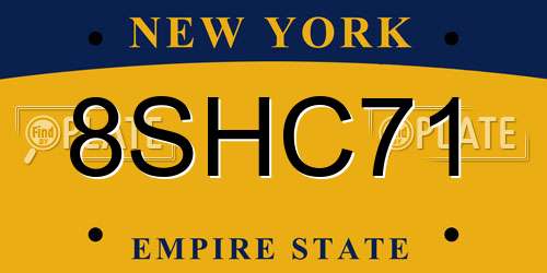 8SHC71 New York License Plate