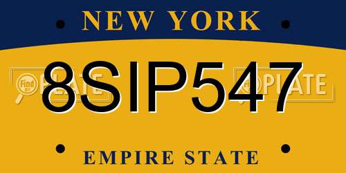 8SIP547 New York License Plate