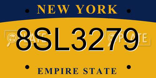 8SL3279 New York License Plate