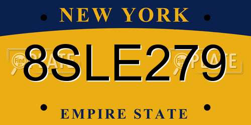 8SLE279 New York License Plate