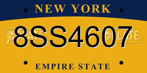 8SS4607 New York License Plate