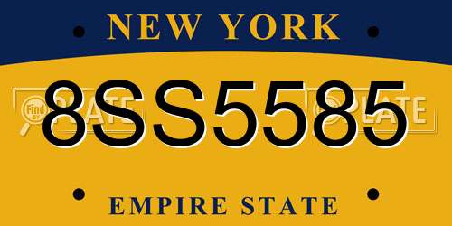8SS5585 New York License Plate