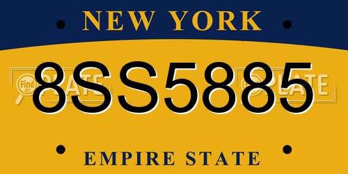 8SS5885 New York License Plate