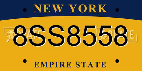 8SS8558 New York License Plate