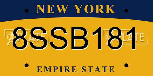 8SSB181 New York License Plate
