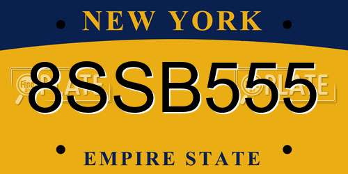 8SSB555 New York License Plate