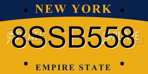 8SSB558 New York License Plate