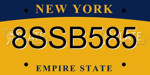 8SSB585 New York License Plate