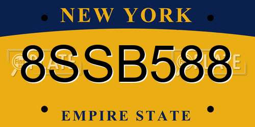8SSB588 New York License Plate