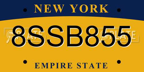 8SSB855 New York License Plate