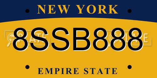 8SSB888 New York License Plate