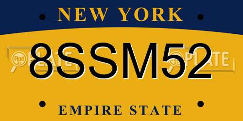 8SSM52 New York License Plate