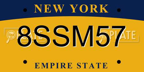 8SSM57 New York License Plate