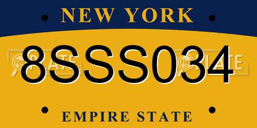 8SSS034 New York License Plate