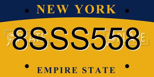 8SSS558 New York License Plate