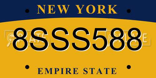 8SSS588 New York License Plate