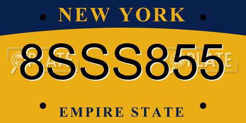 8SSS855 New York License Plate