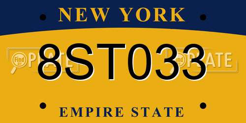 8ST033 New York License Plate