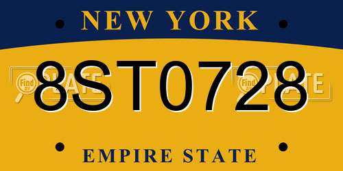 8ST0728 New York License Plate