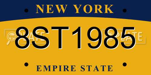 8ST1985 New York License Plate