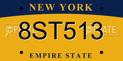 8ST513 New York License Plate