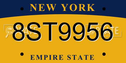 8ST9956 New York License Plate