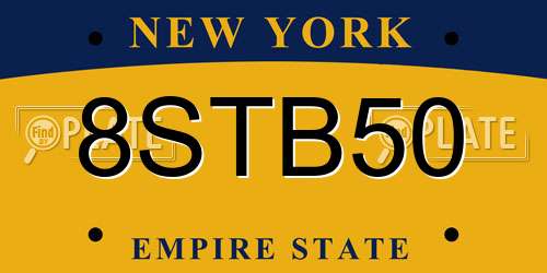 8STB50 New York License Plate