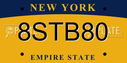 8STB80 New York License Plate