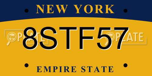 8STF57 New York License Plate