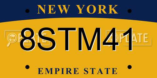 8STM41 New York License Plate