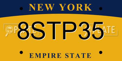 8STP35 New York License Plate