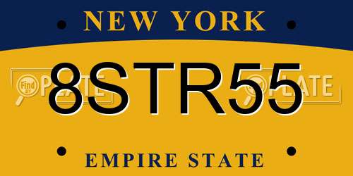 8STR55 New York License Plate