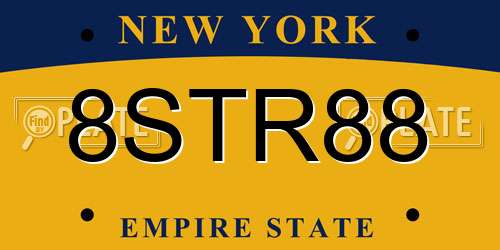 8STR88 New York License Plate