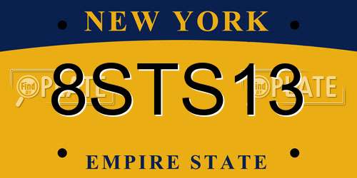 8STS13 New York License Plate