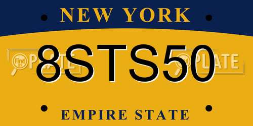 8STS50 New York License Plate