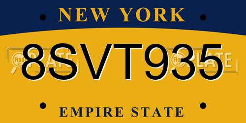 8SVT935 New York License Plate