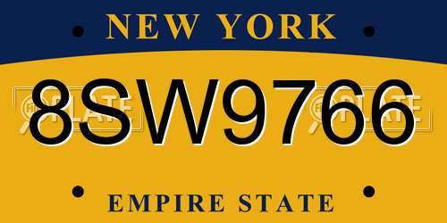 8SW9766 New York License Plate