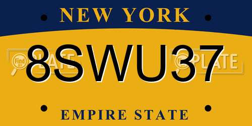 8SWU37 New York License Plate