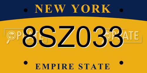 8SZ033 New York License Plate