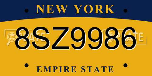 8SZ9986 New York License Plate