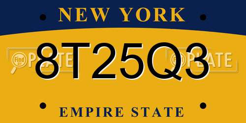 8T25Q3 New York License Plate