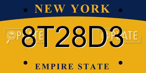 8T28D3 New York License Plate