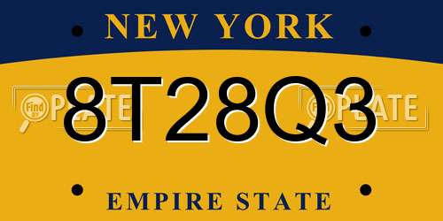 8T28Q3 New York License Plate